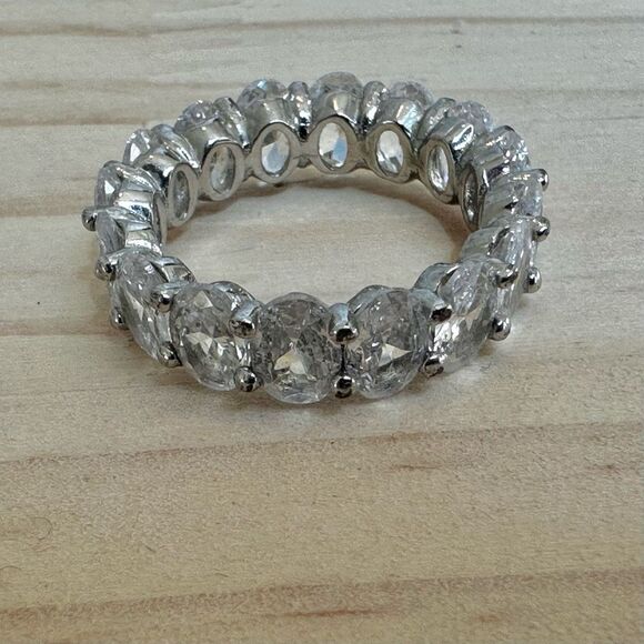 Oval CZ Eternity Band Ring - Picture 8 of 8
